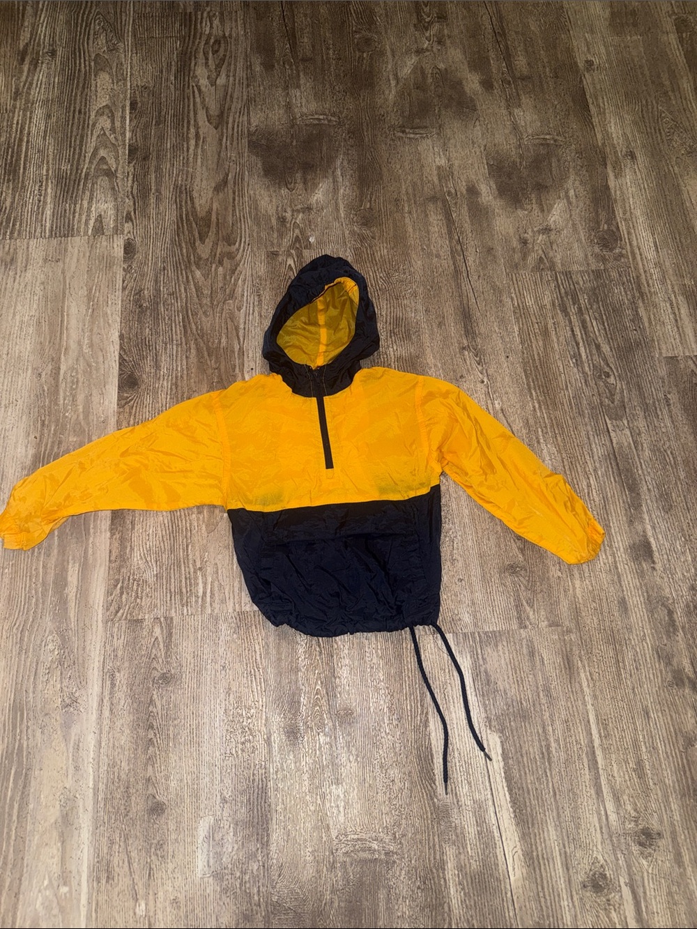 Kids Yellow and Black Hooded Rain Pullover